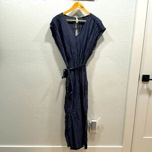 Navy crinkle jumpsuit